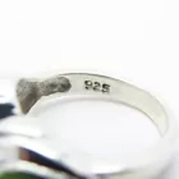 Vintage 925 Square Blue Topaz & Green Inlay Turquoise Ring  Size 5 - Picture 7 of 8